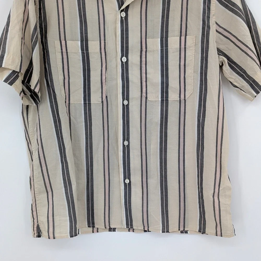 Resort Stripe Button Down Shirt Cotton Banana Republic Standard Fit M‎